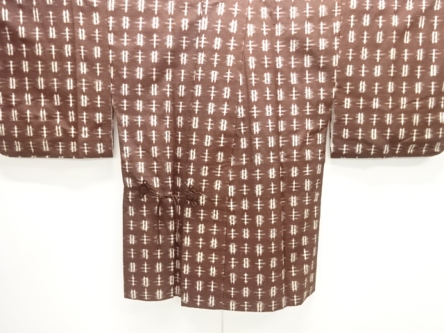 絣柄織り出し手織り紬道中着